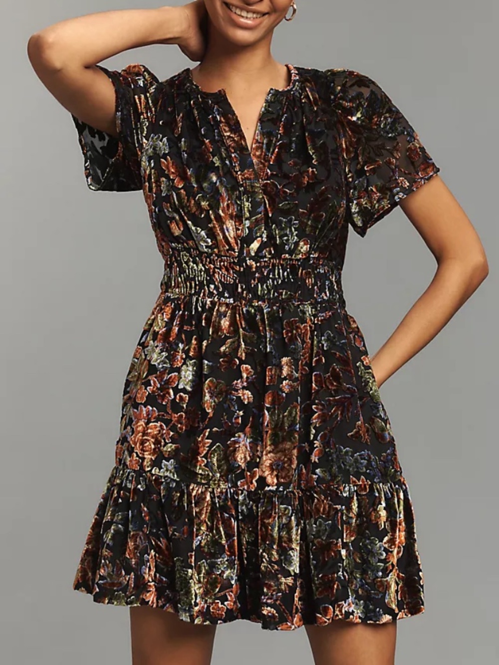 Cut Velvet multi colored dress
